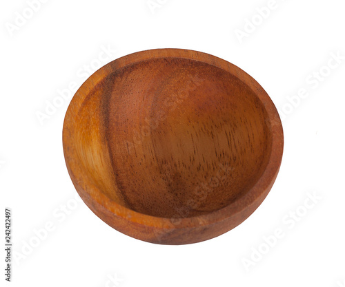 Empty Wooden Bowl, isolated, top view