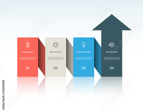 Vector infographic arrow template with 4 steps. Can be used for web design, timeline, diagram, chart, graph, business presentation.