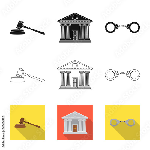 Isolated object of law and lawyer logo. Set of law and justice stock vector illustration.