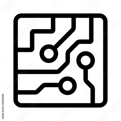 Computer chip circuit board semiconductors line art vector icon for apps and websites