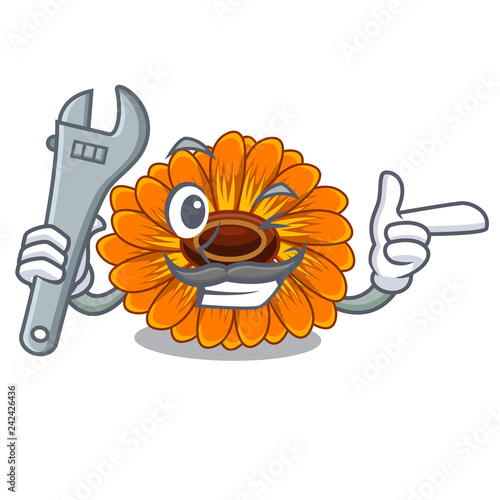 Mechanic calendul flower tree is character shape photo