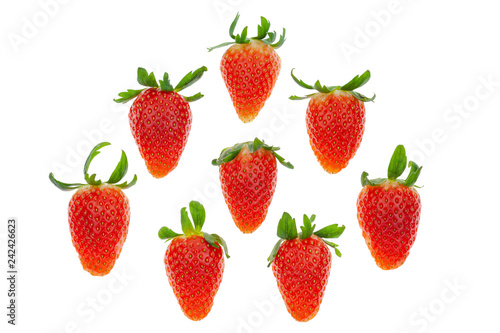 set of strawberry isolated on white background.