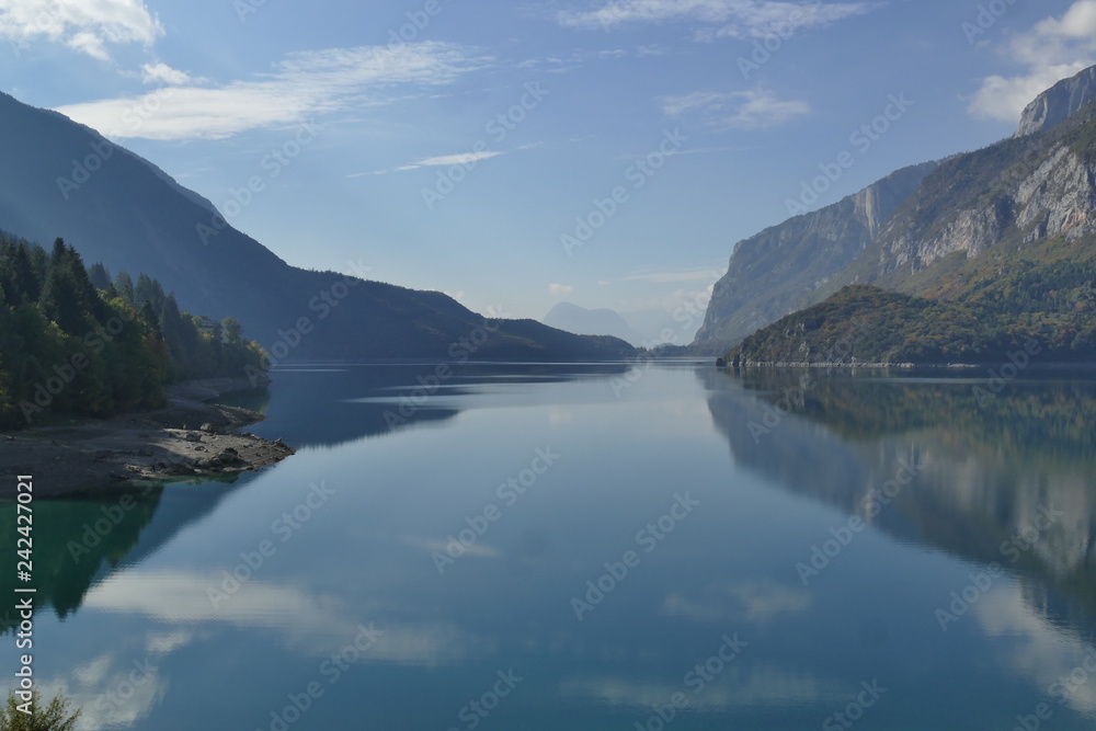 Molveno Lake panorama from end of the lake