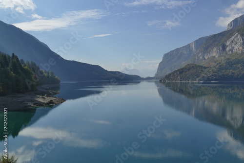 Molveno Lake panorama from end of the lake