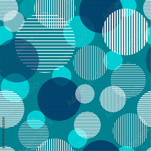 Seamless geometric pattern with vertical and horizontal striped circles. Fashionable hand-drawn texture. Modern abstract design for paper, fabric, interior items and other users. Vector graphics.