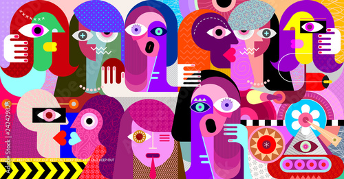 Group of strange people vector illustration