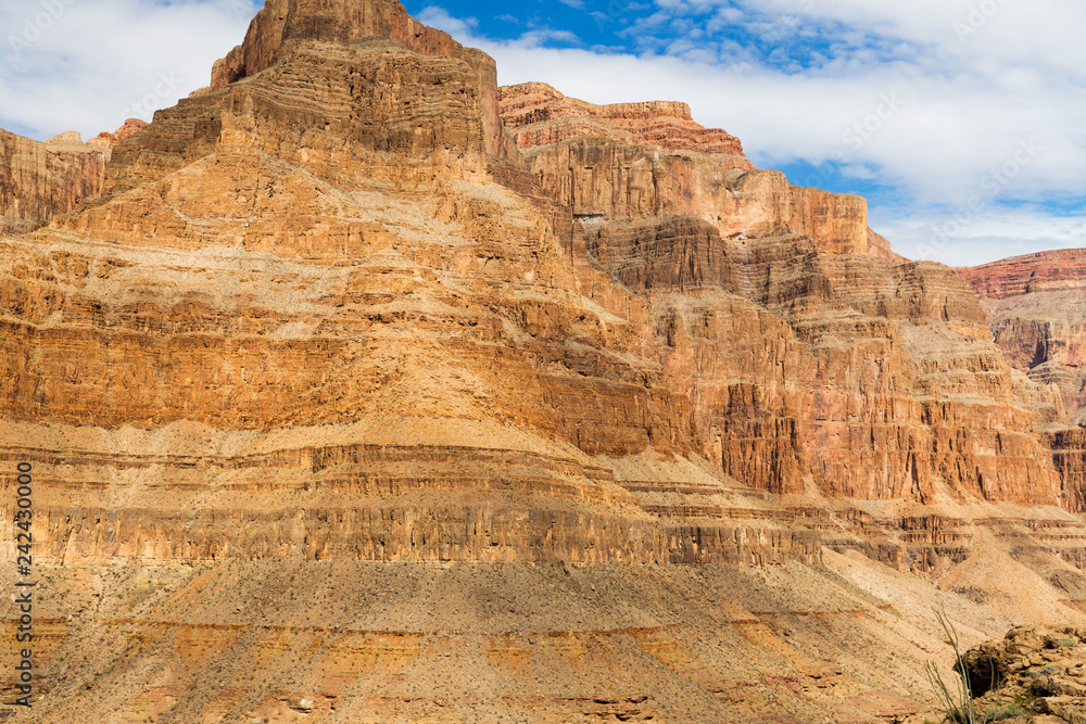 landscape and nature concept - aerial view of grand canyon cliffs from helicopter