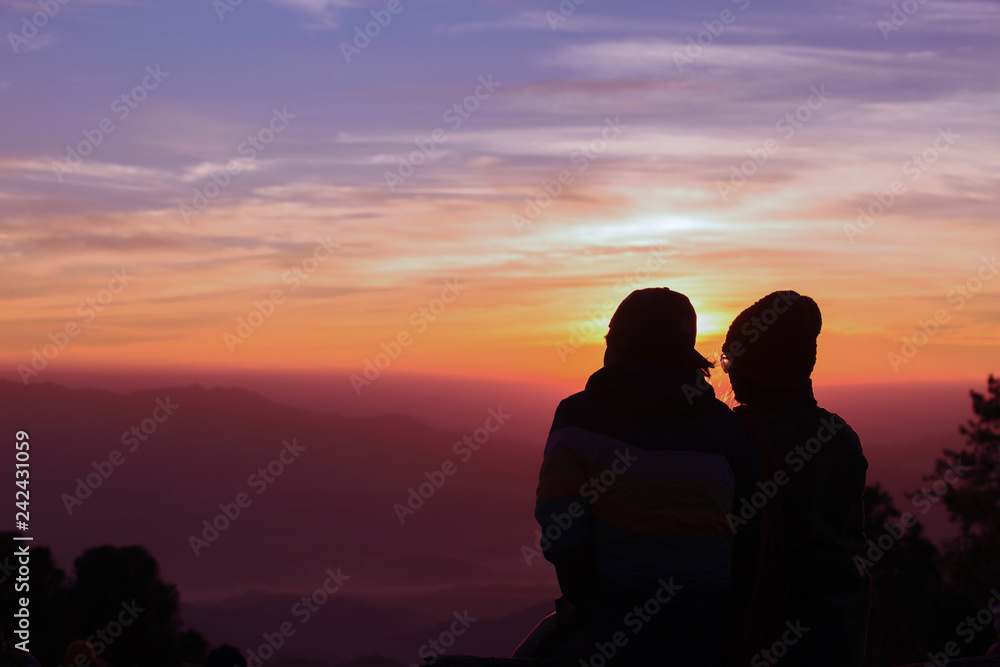 Romance at sunset time