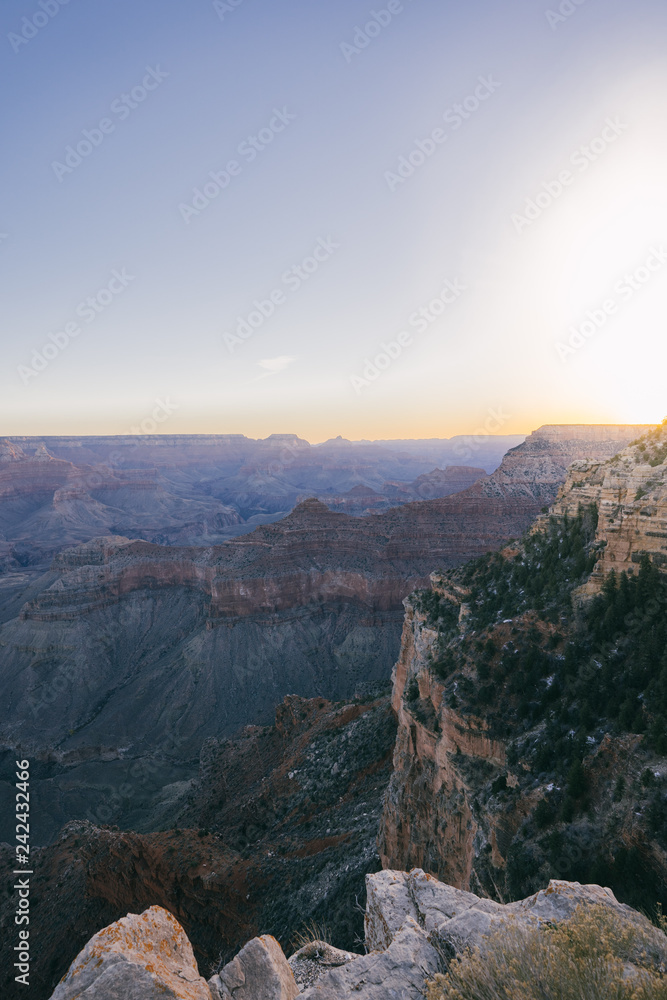 Grand Canyon American Southwest Landscape Rocky Formation Scenery Natural Sunrise