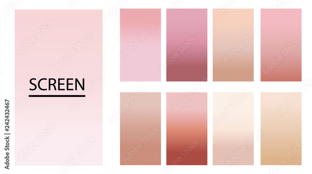 Fototapeta premium Vector EPS 10 Gradient Set. Different colors. Modern Smartphone screen, mobile app Template. Design for Wallpaper, background, banner, flyer, Social media post. 