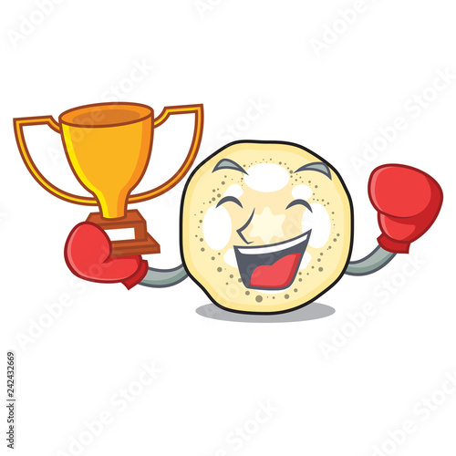 Boxing winner eggplant slices in a mascot bowl