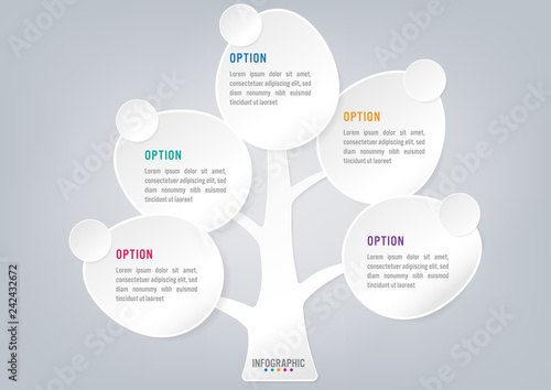 Business infographic trees shape with 5 leaves options