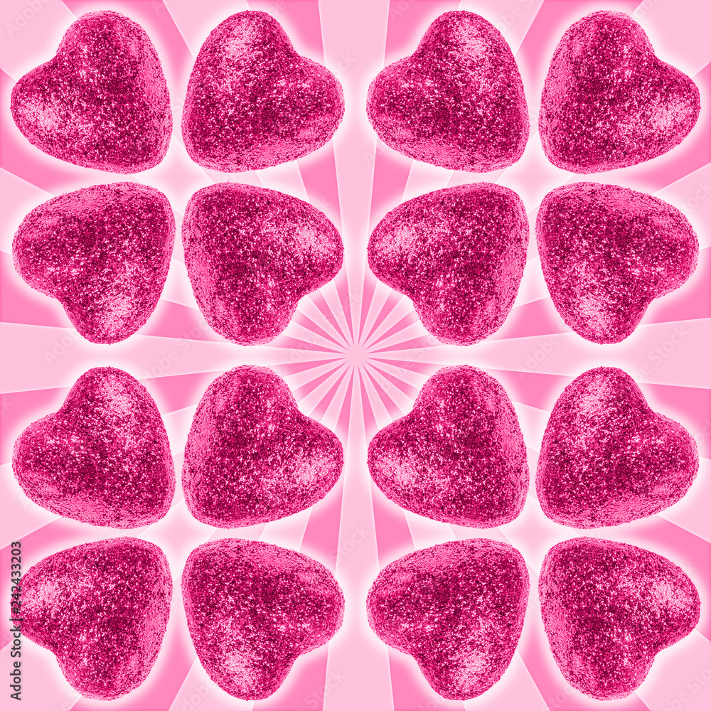 Many pink glitter hearts valentines day background Many pink glitter hearts valentines day background
