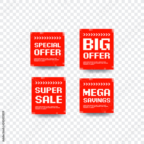 Special Offer, Big Offer, Super Sale & Mega Savings Bitmap Design Vector Labels