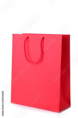Red shopping bag isolated on white background