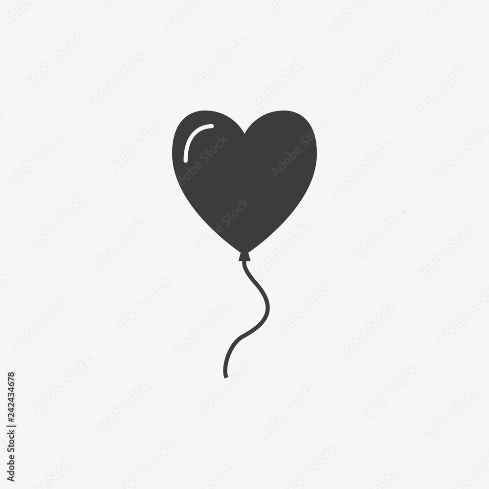 Heart Love Helium Balloon Vector Icon