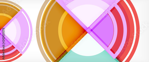 Modern geometric circles abstract background, colorful round shapes with shadow effects