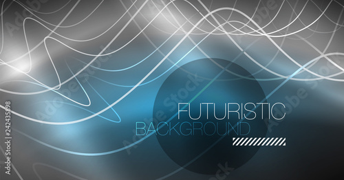 Neon lines wave background. Abstract composition