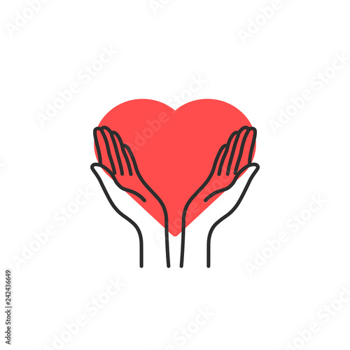 contour philanthropy hands with heart