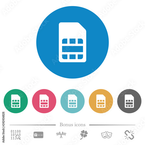 SIM card flat round icons photo