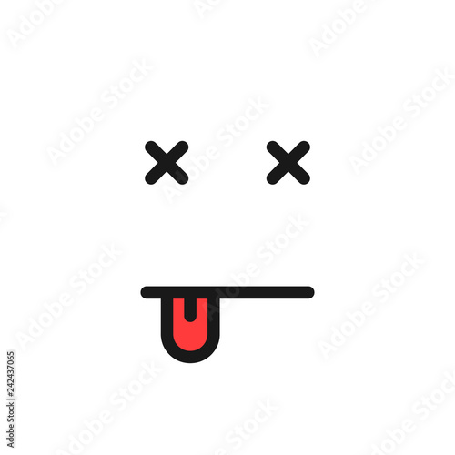 thin line dead emoji logo with tongue
