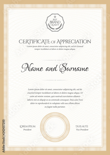 Certificate template. Diploma of modern design or gift certificate.