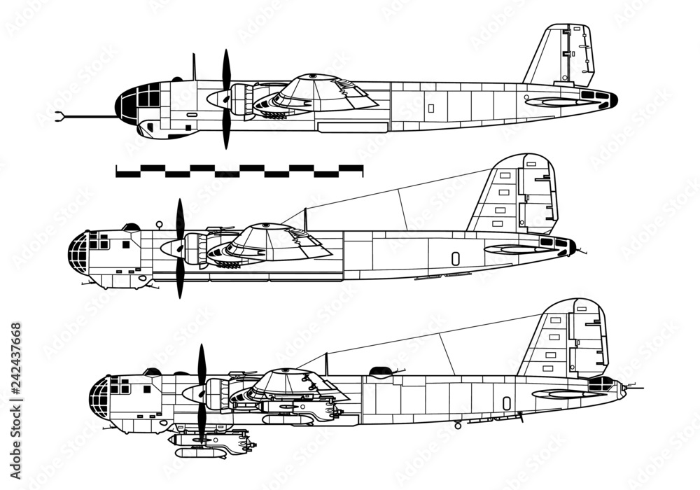 Heinkel He.177 GREIF. Outline drawing Stock Vector | Adobe Stock
