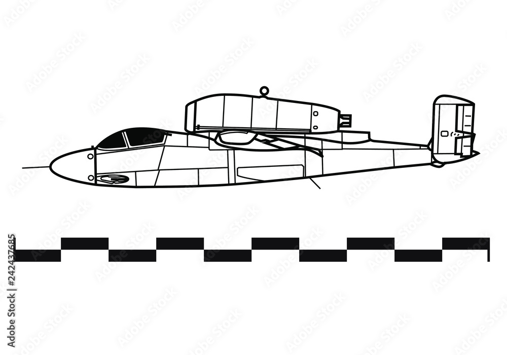 Heinkel He.162 SALAMANDER. Outline drawing