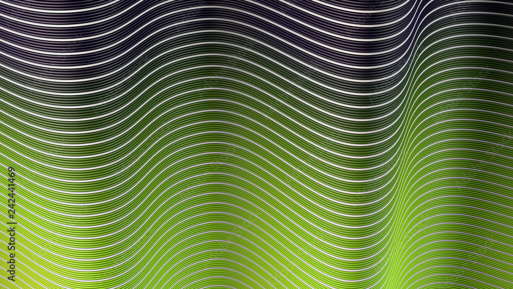 3d illustration of a wavy surface made of different colored lines. 3d illustration of a wavy surface made of different colored lines.