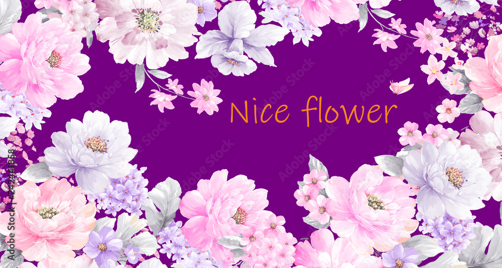 Nice rose and peony flower Nice rose and peony flower