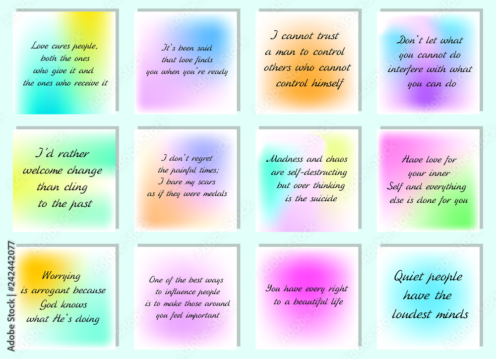 Set Of Vector Motivation Inspiration Quotes About Love Ready To Post In Social Media Brochure Magazine Stock Vector Adobe Stock Set Of Vector Motivation Inspiration Quotes About Love Ready To Post In Social Media Brochure Magazine Stock Vector Adobe Stock