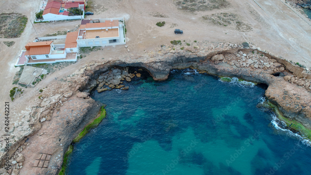 roks and sea showed from drone blue sea air photo 
