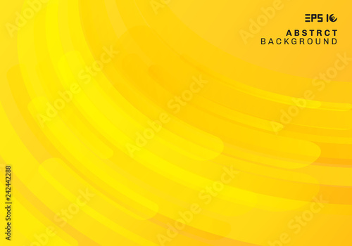 Abstract yellow geometric background and dynamic curve fluid motion shapes composition.