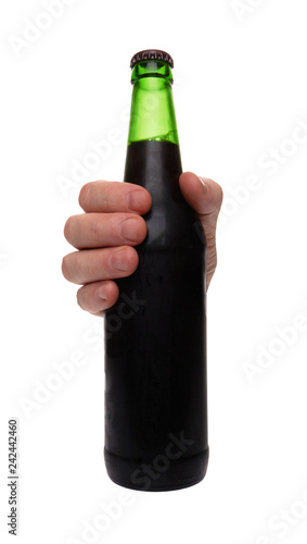 hand holding beer bottle