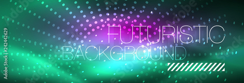 Blue neon dotted circles abstract background, technology energy