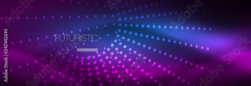 Glowing neon circle line dots, round line design, abstract style on black background. Neon abstract round circles Magic neon lights and glowing dots