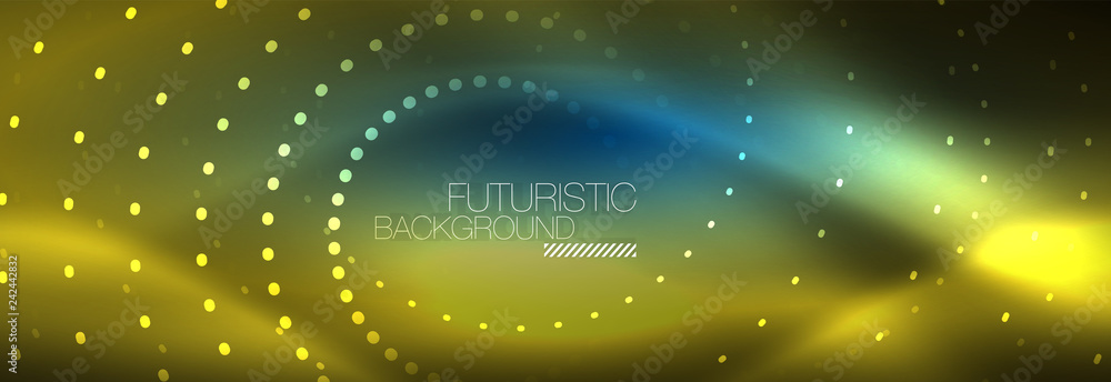 Glowing neon circle line dots, round line design, abstract style on black background. Neon abstract round circles Magic neon lights and glowing dots Glowing neon circle line dots, round line design, abstract style on black background. Neon abstract round circles Magic neon lights and glowing dots