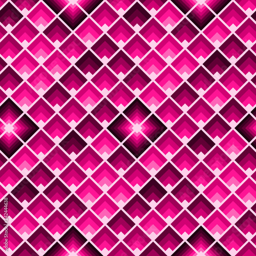Abstract geometric seamless pattern with plastic pink squares.