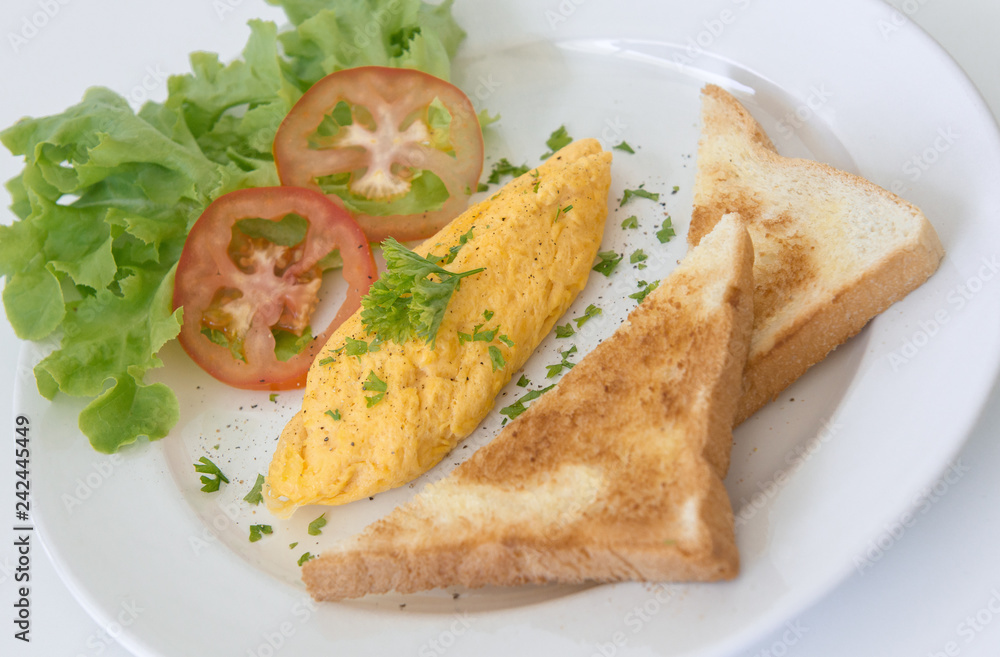 breakfast egg scramble with bread