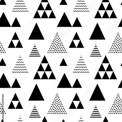 Triangles and pyramids seamless pattern. Abstract geometric repeat.
