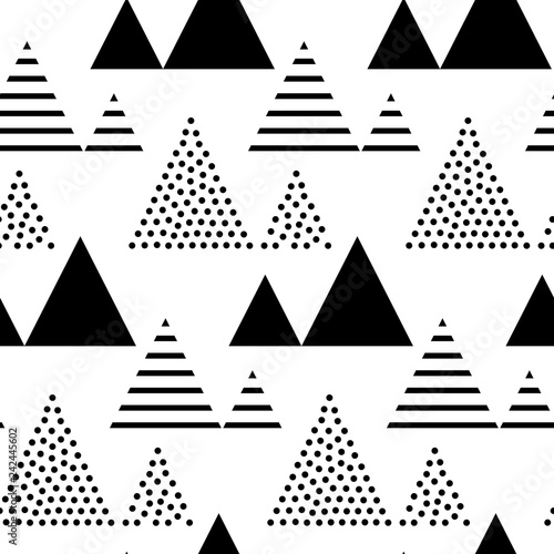 Triangles and pyramids seamless pattern. Abstract geometric repeat.