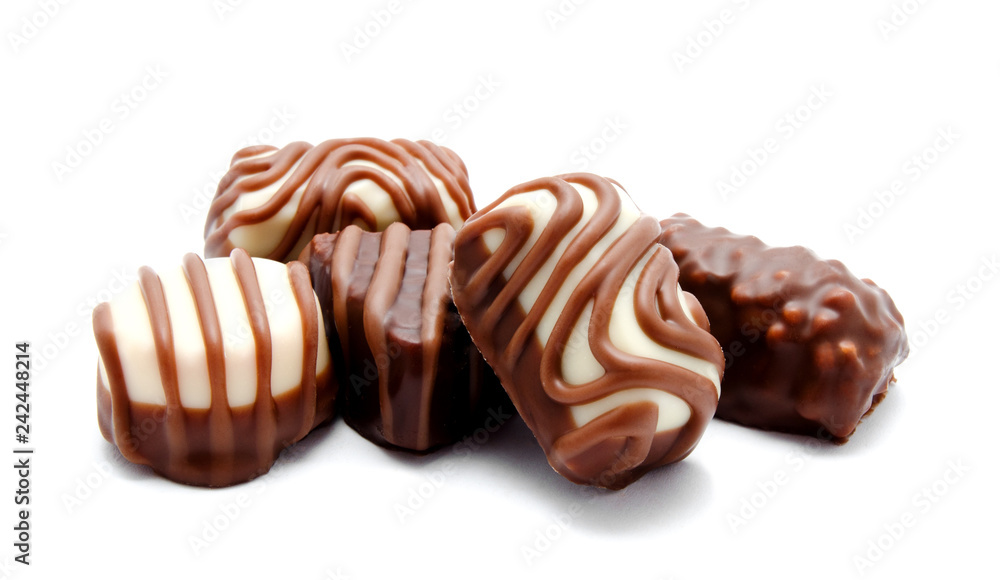 Assortment of chocolate candies sweets isolated Assortment of chocolate candies sweets isolated