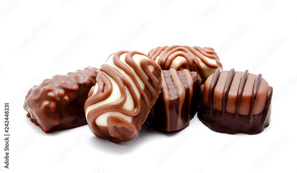 Assortment of chocolate candies sweets isolated Assortment of chocolate candies sweets isolated
