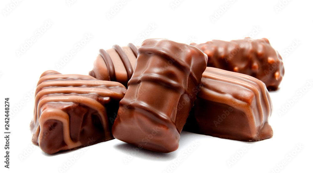 Assortment of chocolate candies sweets isolated Assortment of chocolate candies sweets isolated