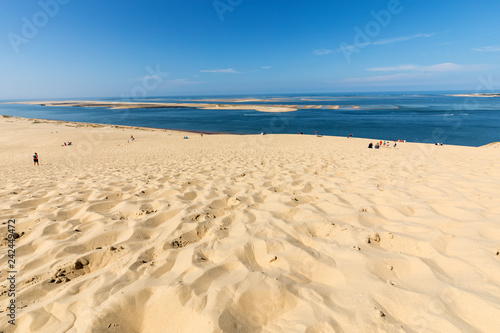  People on the Dune of Pilat  the tallest sand dune in Europe. La Teste-de-Buch  Arcachon Bay  Aquitaine  France