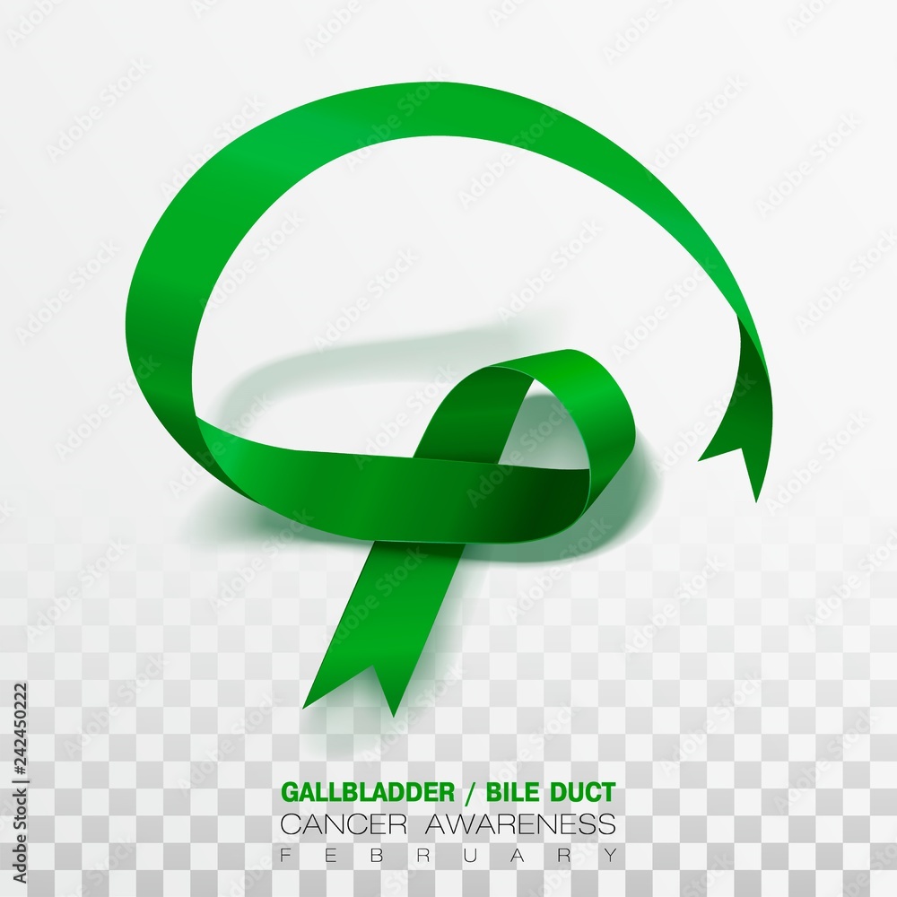 Gallbladder and Bile Duct Cancer Awareness Month. Realistic Kelly Green ...
