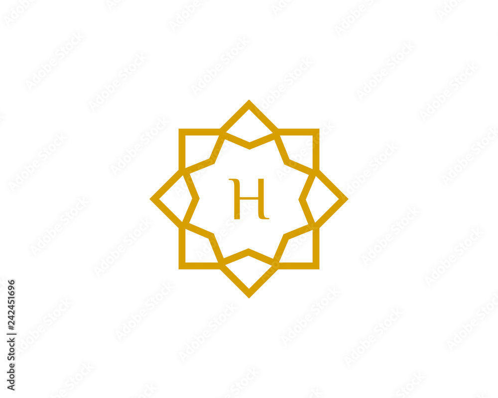 H initial letter logo with luxury ornament