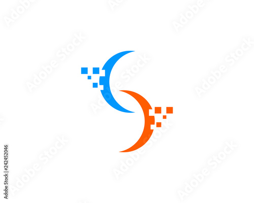 Letter S Pixel Logo Design Element