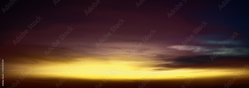 Dark Dramatic Sky - sunrise panoramic landscape background. Depression concept. .