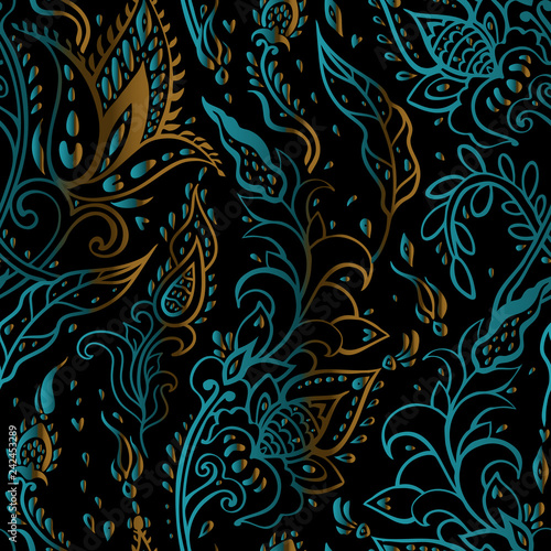 Paisley Hand Drawn pattern. Beautiful seamless background. Elegant vintage Pattern